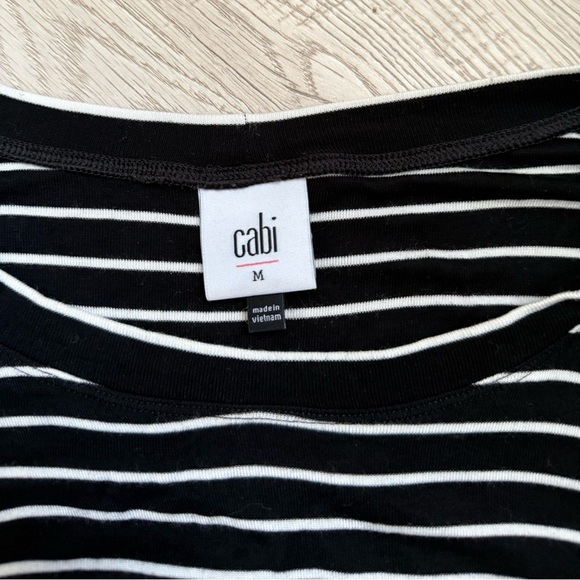 Cabi Black and White Striped Cross Walk Tee Tunic Loose Fit Size Medium - Picture 5 of 8